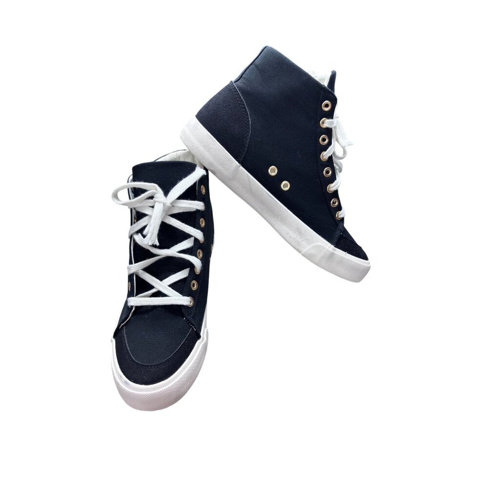 Unisex High-Top Canvas Sneakers Size 9.5 US Lace-Up Casual Shoes Black & White M